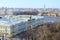 View from colonnade of St. Isaac`s Cathedral on former Senate and Synod building and Neva embankment, St.Petersburg, Russia