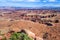 View of Colorado River and Canyonlands National Park from Dead Horse Point Overlook Utah USA