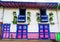 View on colorful colonial building in the old town of Salento, Colombia