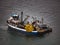 View of a colorful fishermen boat on Ecuadorian coast.