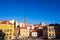 View of colorful houses in Lisbon, Portugal. Architecture of appartment buildings in the Old Town of Lisbon