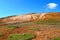 The view of the colorful mountains around Krafla Lava Field near Myvatn, Iceland in the summer