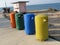 A view of colorful trash on the Mediterranean coast in January 2021 in Haifa  Israel.