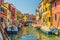 View of the colorful Venetian houses at the Islands of Burano