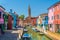 View of the colorful Venetian houses at the Islands of Burano