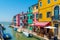 View of the colorful Venetian houses at the Islands of Burano