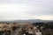 View of Colosseum and Roman Forum in Rome, Ilaly from monument of Vittorio Emanuele Vittoriano observation deck. Rome cityscape