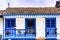 View on colourful colonial balcony of old town of Salento in Colombia