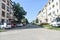 View of the communist blocks and urban decay in the small mining town Berbesti. Romania, Valcea County, Berbesti Alunu 20.06.2019