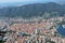 View of Como city from Brunate, panorama, viewpoint, belvedere, with mountains on the bottom, Como, Italy summer 2016