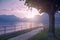 View of Como lake on sunset in Bellagio, Italy