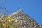 View of the conical dry stone roof of a traditional trullo house in Alberobello in Puglia Italy