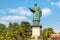 View of copper Saint Carlone Borromeo statue, Arona, Piedmont, Italy