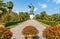 View of copper Saint Carlone Borromeo statue, Arona, Piedmont, Italy