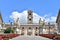 View of Cordonata Capitolina with Colossal statues of Dioscure at Piazza del Campidoglio in Rome Italy