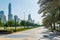 View of the corniche - promenade in Abu Dhabi, UAE