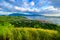 View of Coron Town and Bay from Mount Tapyas on Busuanga Island at sunset - tropical destination with paradise landscape scenery,