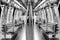 View of corridor in empty subway train