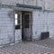 View of the corridor in a psychiatric hospital with shabby walls