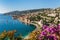 view of Cote d \'Azur near the town of Villefranche-sur-Mer