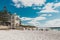 View of Cottesloe beach, one of the most popular beaches near Perth with white sand and turqoise waters of the Indian Ocean