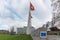 View of the Council of Europe in Strasbourg with the flags of member nations