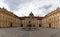 View of the courtyard and fountain at the entrance of Melk Abbey in Lower Austria