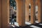 View of the courtyard in the Prince`s Garden in Alcazar of Seville, Spain, people walking inside, motion blur