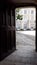 View of the courtyard through a wooden door, French castle, UssÃ©