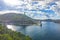 The view of Croatian\\\'s Adriatic coast with Franjo Tudman Bridge.
