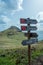 view of the cross point to Casa da Sardinha on a trail in Sao Lourenco peninsula to Casa da Sardinha, Madeira, Portugal, Europe