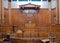 View of Crown Court room inside St Georges Hall, Liverpool, UK