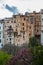 View at the Cuenca Hanging Houses, Casas Colgadas, iconic architecture on Cuenca city