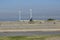 View of cyclist walking on the eco pedestrian / bike path, near the sea, and, Leca da Palmeira, Portugal