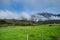 View of dairy farm and Mount Kinabalu