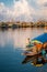 View of  Dal lake  and boat house before sunset in the heart of Srinagar during winter  , Srinagar , Kashmir , India