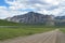 View of Dalton Highway with oil pipeline, leading from Valdez, Fairbanks to Prudhoe Bay, Alaska, USA