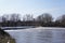 View of the dam during flood in the provincial town of Zaraysk, Moscow region