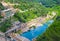 View of the dam of the Sau Reservoir, in the Ter River, in the Province of Girona, Catalonia, Spain