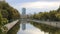 View of Dambovita river and skyscraper tower