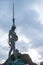 View of Damien Hirst\'s Verity at Ilfracombe harbor