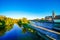 View of the Danube and the landscape in the city of Regensburg