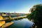 View of the Danube and the landscape in the city of Regensburg