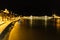 View of danube river with castle ditrict, chain bridge and parliament in budapest