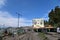 View of Darjeeling Railway Station, with Kanchenjunga and the snow-clad Himalayan ranges towering over the town in the distance