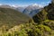 View of Darran Mountains from the Routeburn Track in Fiordland National Park, New Zealand