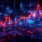 view Data visualization stock chart with striking red and blue hues