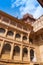 View of Daulat Khana, wealth store or treasury made by King Ajit Sing, famous Mehrangarh fort, Jodhpur, Rajasthan, India.