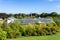 A view of David Welch Winter Gardens from top of the Mound artificial hill in Duthie Park, Aberdeen