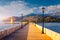 View of the De Bosset Bridge in Argostoli city on Kefalonia island. De Bosset Bridge on lakeside In Argostoli, Kefalonia. Obelisk